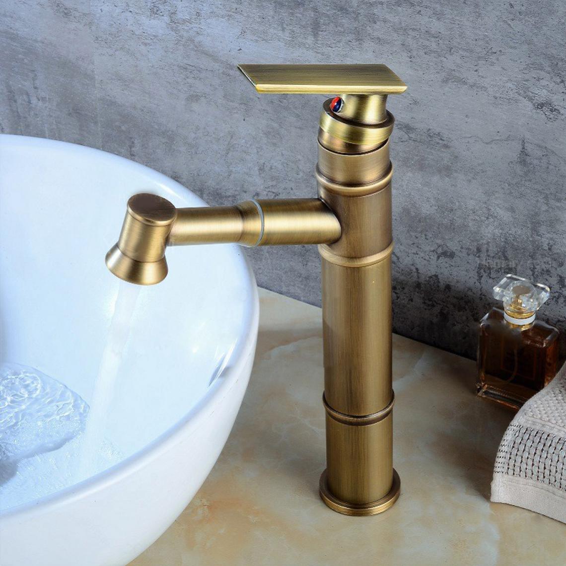 Lookshop - Robinet lavabo surélevé style rétro avec tuyau extractible bronze - Robinet de lavabo