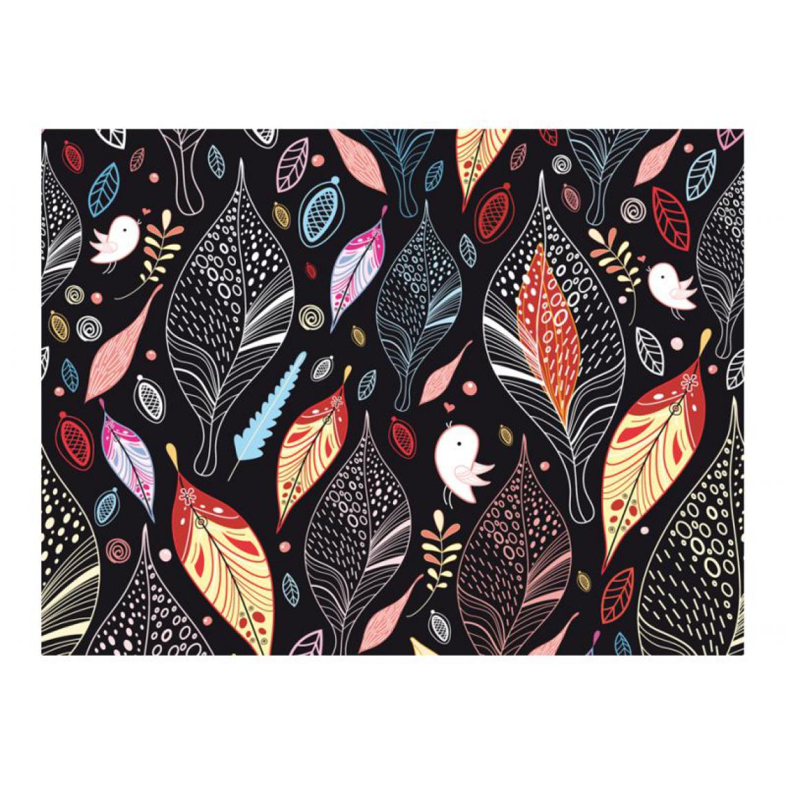 Artgeist - Papier peint - Feuilles d'automne sur fond noir .Taille : 400x309 - Papier peint