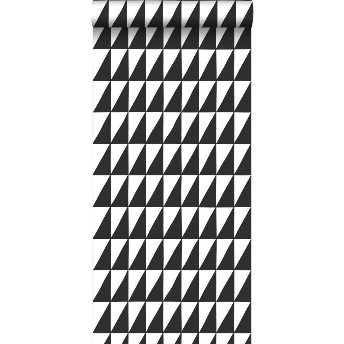 ESTAhome - ESTAhome papier peint triangles graphiques noir et blanc - 139077 - 0.53 x 10.05 m - Papier peint