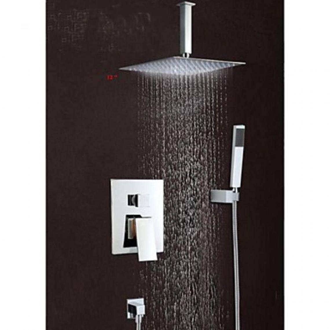 Lookshop - Robinet de douche mural avec tête de douche 12 en acier inoxydable et douchette à main - Robinet de baignoire
