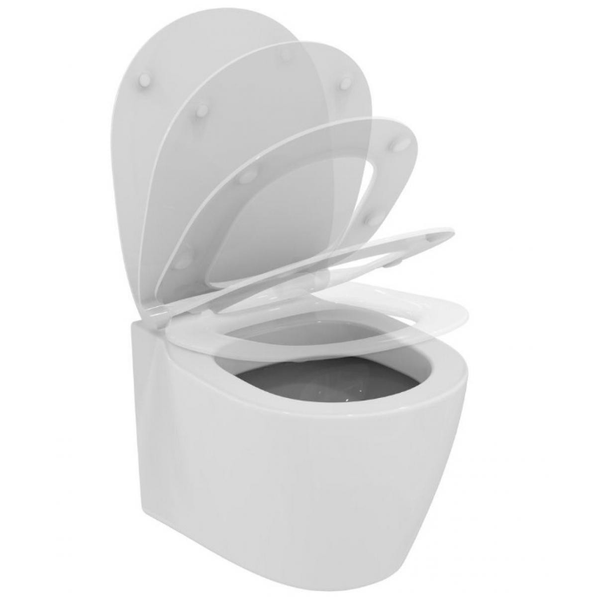 Ideal Standard - Déstockage - Ideal Standard - Cuvette WC suspendue et abattant avec frein de chute blanc en porcelaine - CONNECT SPACE - Broyeur WC