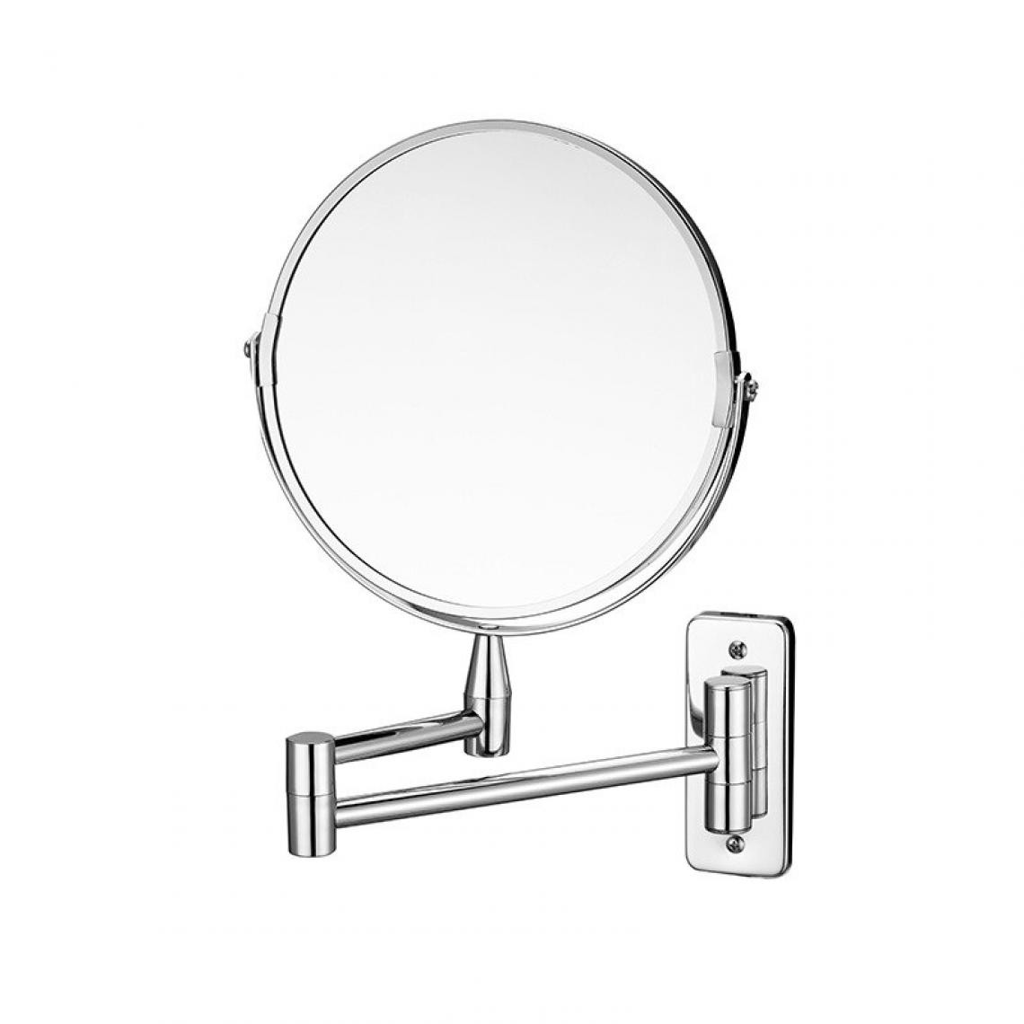 Universal - Miroir cosmétique en cuivre, miroir télescopique pliant double face, miroir toilette, agrandissement 3x.(Argent) - Miroir de salle de bain