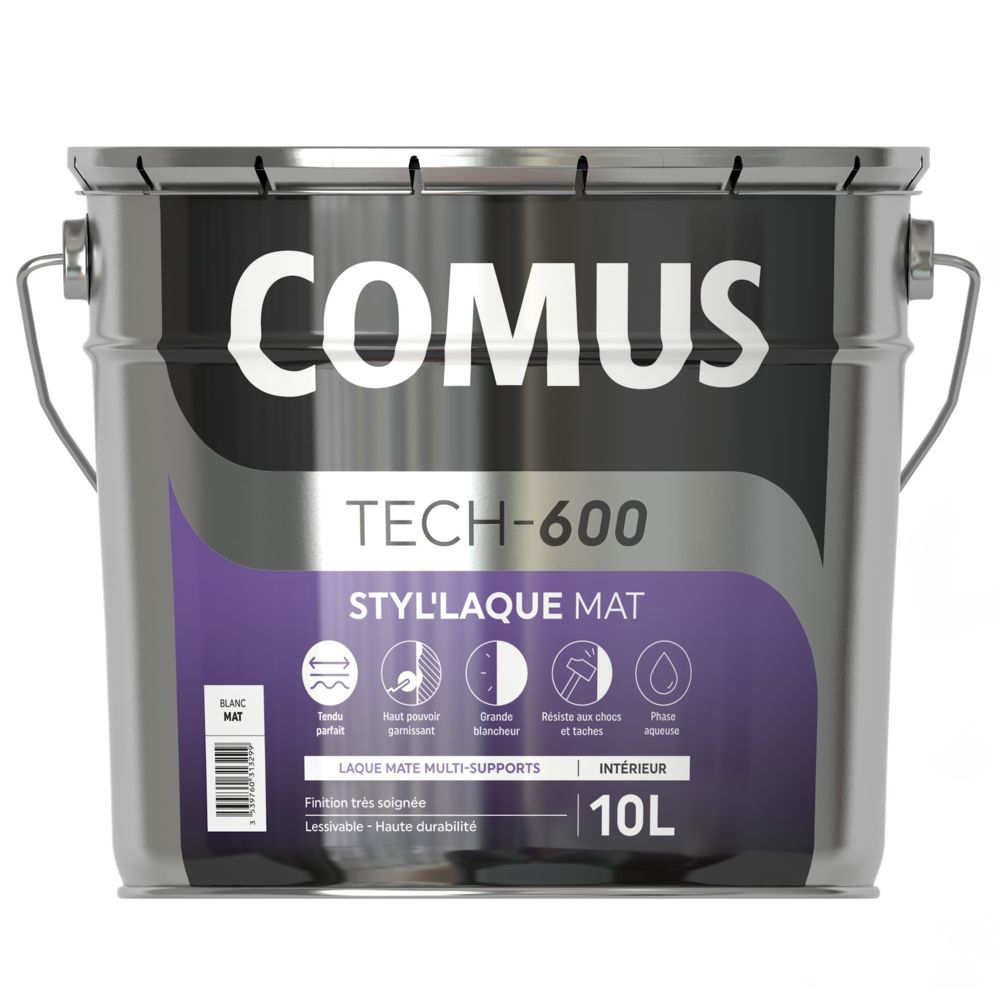 Comus - STYL'LAQUE MAT 10L - Peinture laque mat multi-supports - COMUS - Peinture intérieure
