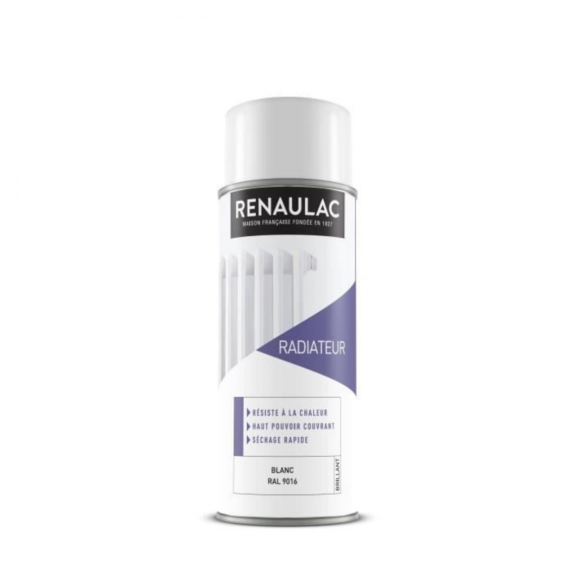 Renaulac - RENAULAC Peinture aerosol radiateur 0,4 L blanc brillant - Peinture intérieure