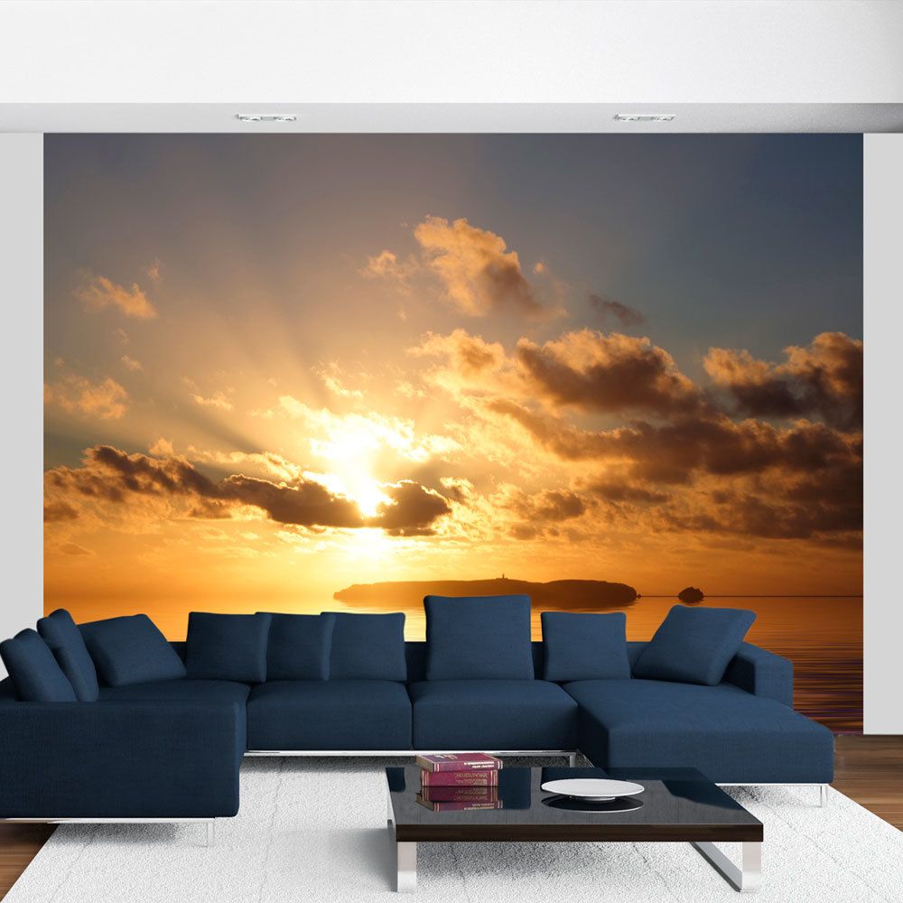 marque generique - 350x270 Papier peint Levers et couchers de soleil Paysages Moderne mer - Papier peint