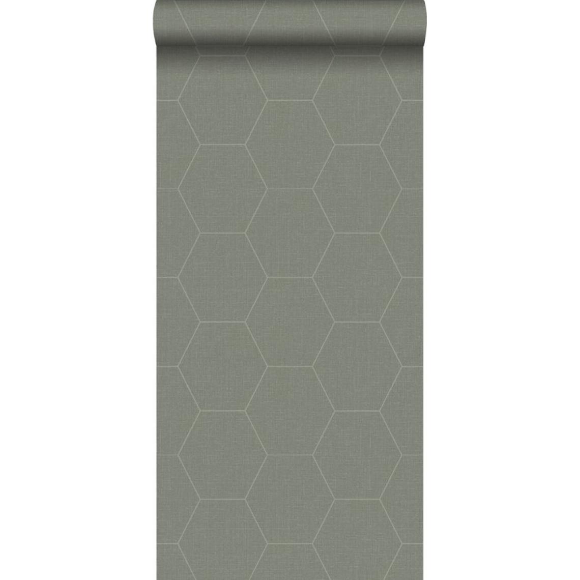 ESTAhome - ESTAhome papier peint hexagone vert olive grisé - 148751 - 0.53 x 10.05 m - Papier peint