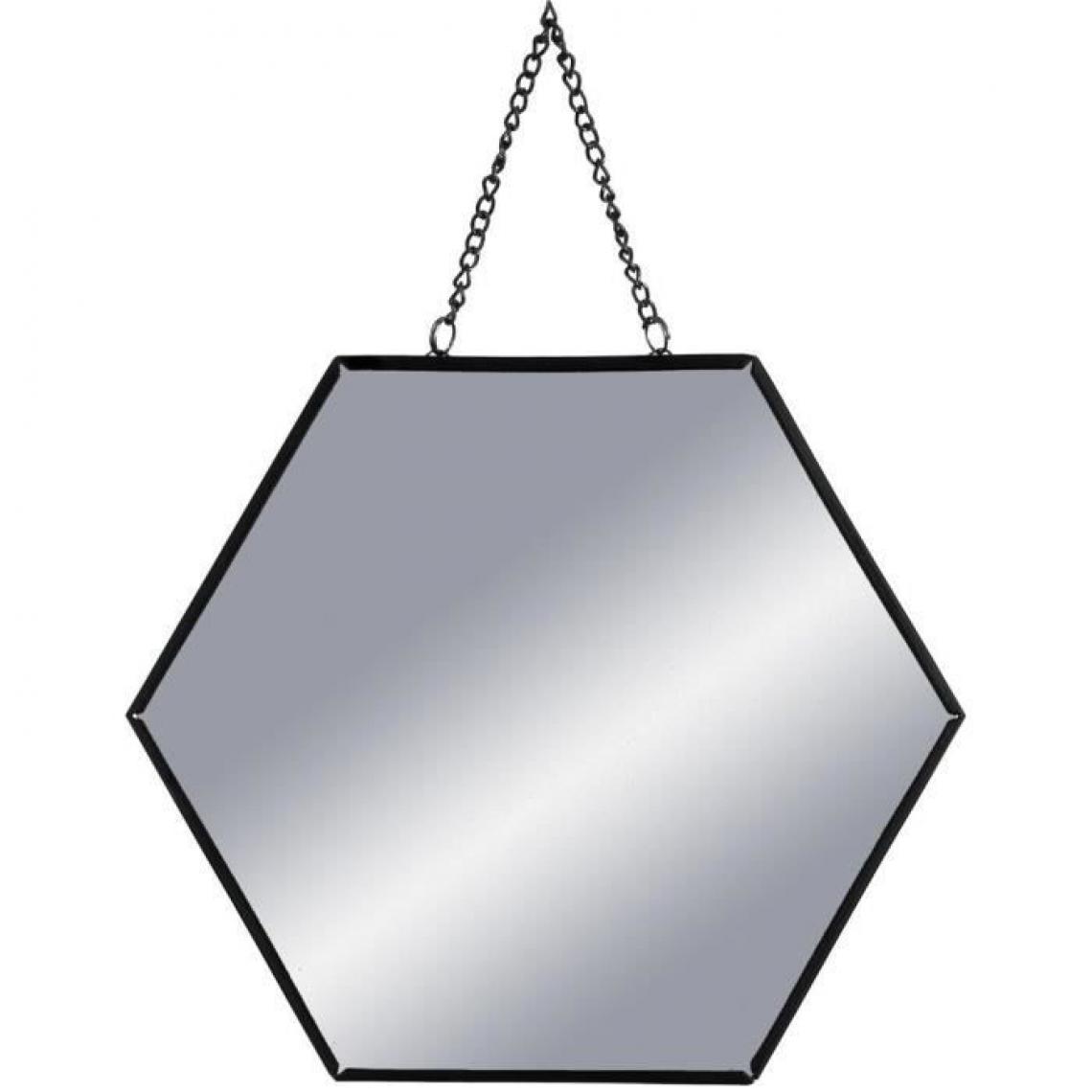 Icaverne - MIROIR Set de 3 Miroirs hexagonaux a suspendre en métal - Noir - Miroir de salle de bain