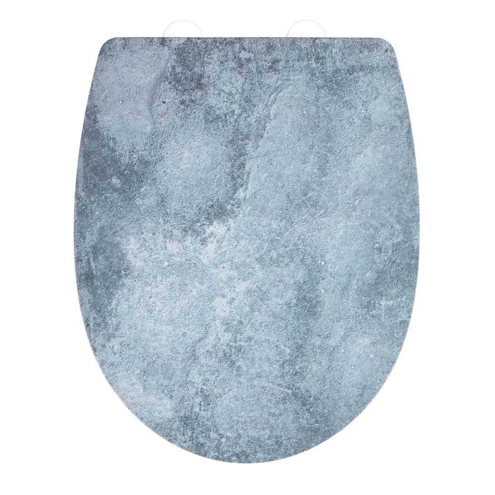 Wenko - Abattant WC effet marbre Cement - Abaissement automatique - Thermoplast - Gris - Abattant WC