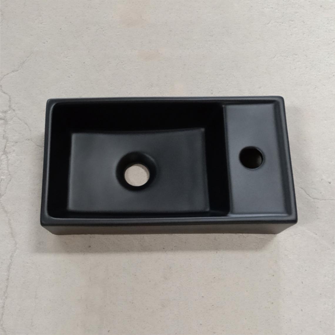 Piezzi - Lave-mains suspendu en céramique Noire Mat 40 cm - Manéo - Vasque