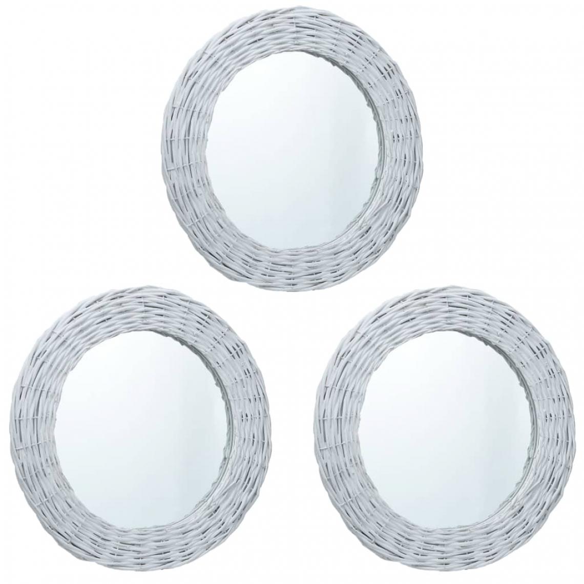Chunhelife - Miroirs 3 pcs Blanc 15 cm Osier - Miroir de salle de bain