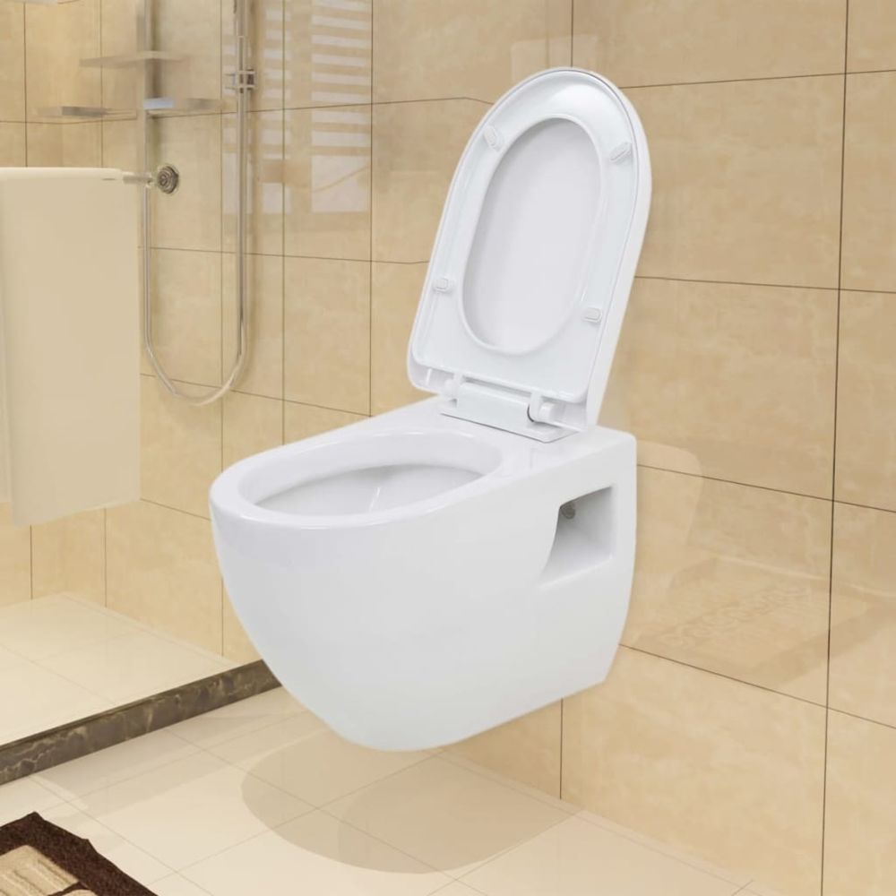 marque generique - Icaverne - Toilettes edition Toilette murale avec réservoir de chasse caché Céramique Blanc - WC