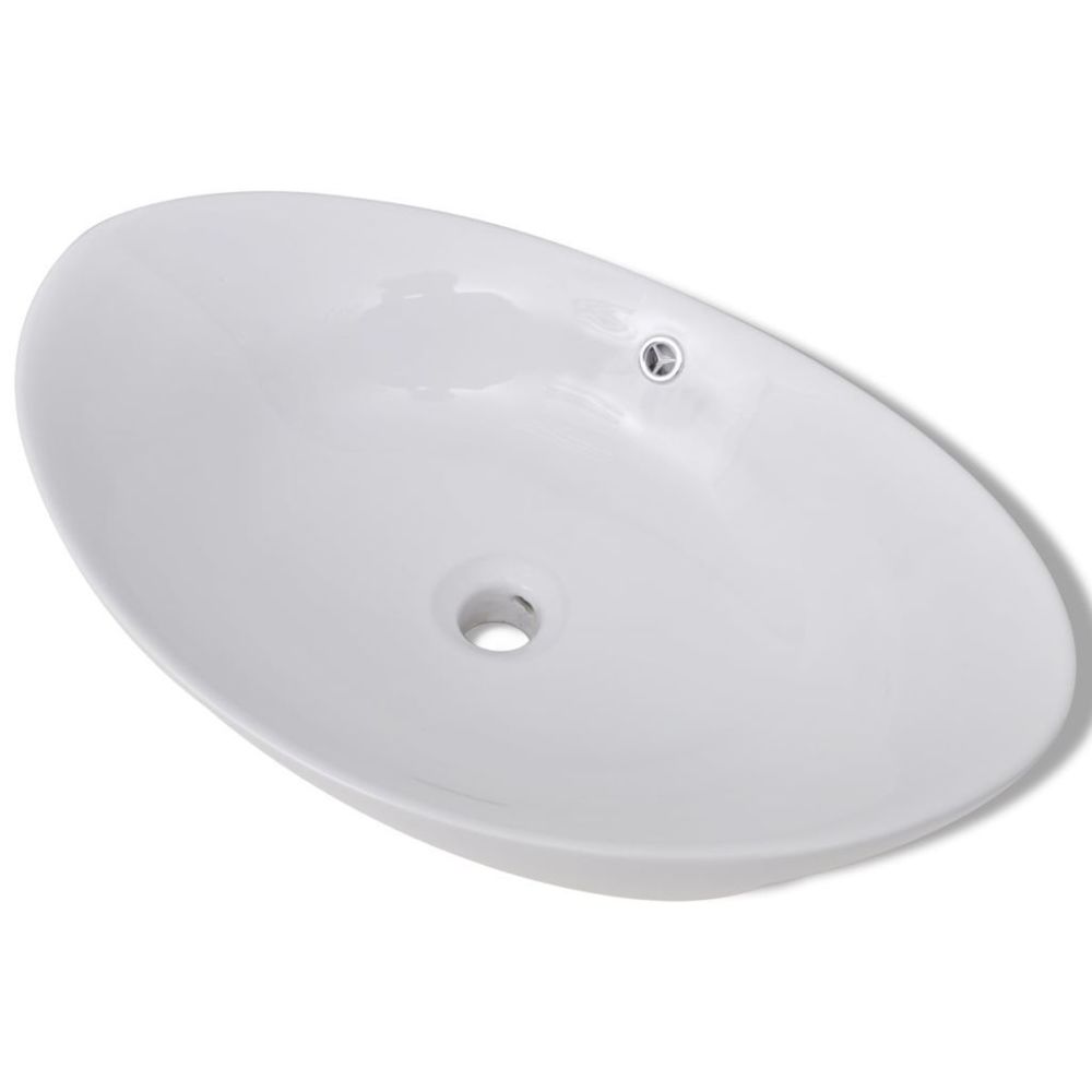 marque generique - Icaverne - Lavabos ensemble Luxueuse vasque céramique ovale avec trop plein 59 x 38,5 cm - Lavabo