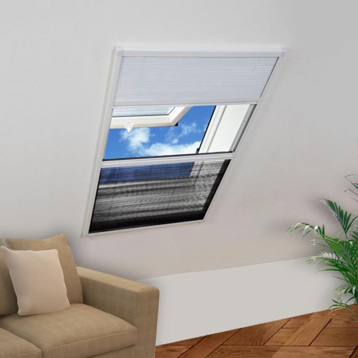 Hucoco - Moustiquaire plissée pour fenêtre 160 x 80 cm avec store occultant - Blanc - Moustiquaire Fenêtre