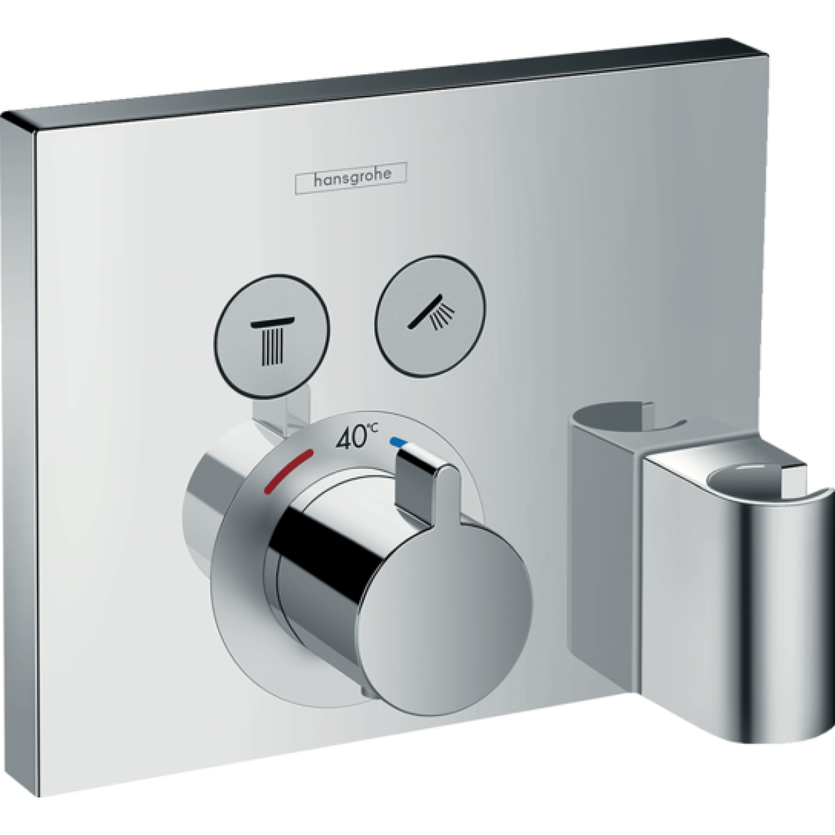 Hansgrohe - Hansgrohe - Set de finition pour mitigeur thermostatique ShowerSelect encastré avec 2 fonctions, fixfit et porter chromé - Mitigeur douche