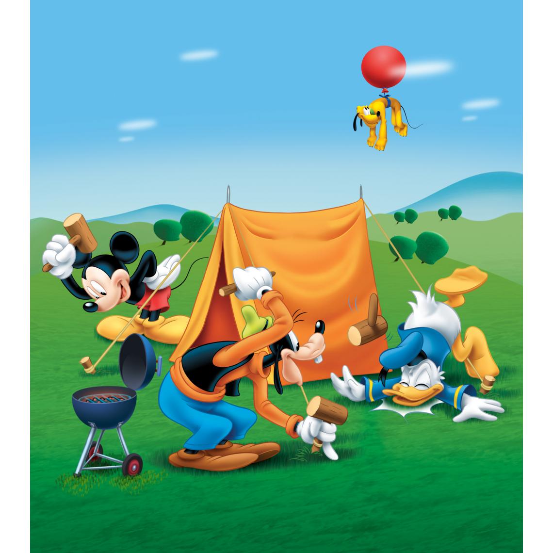 Disney Montres - Disney papier peint panoramique Mickey Mouse bleu, vert et orange - 600610 - 180 x 202 cm - Papier peint