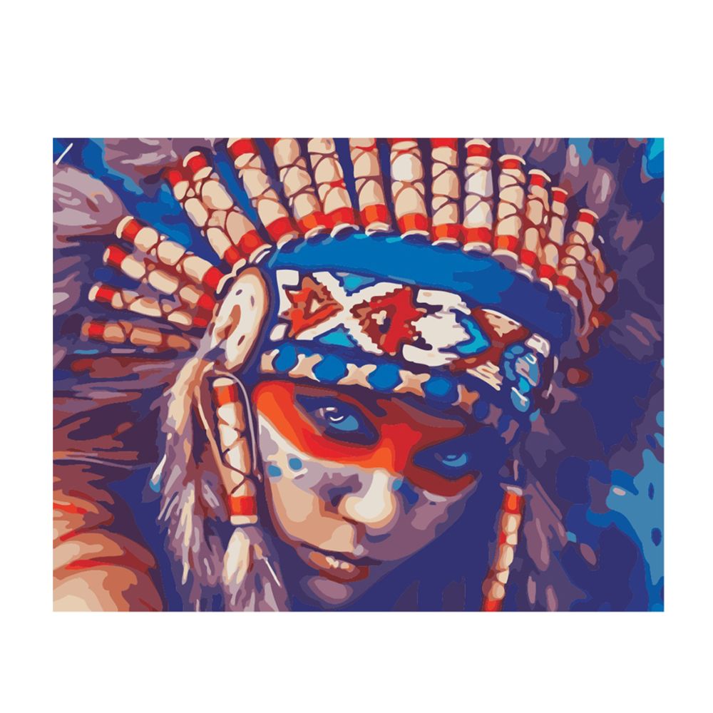 marque generique - peinture de diy sans cadre peinture par numéros kit huile toile indiens d'image - Fibre de verre & papier à peindre