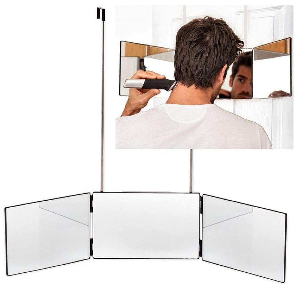 Universal - Miroir 3 voies réglable 3 grands miroirs coupe spontanée et modélisation DIY outils de coiffure carte magique accessoires miroir de scène | miroir de salle de bains(Argent) - Miroir de salle de bain