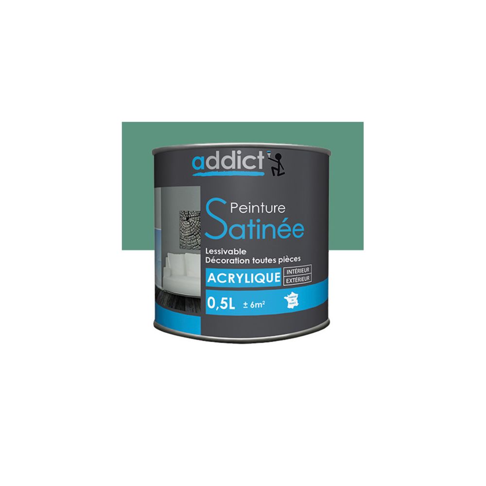 Addict - Peinture acrylique de décoration Satinée 0,5 L - Turquoise - ADD112713 - Addict - Peinture extérieure