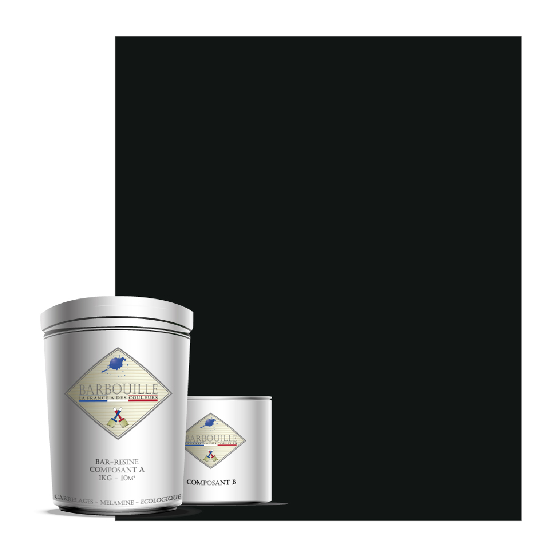 Barbouille - BAR-RESINE : Peinture/résine époxy bi-composants, en phase aqueuse pour carrelages, faiences, stratifiés, PVC, etc… Finition Mate - Peinture intérieure