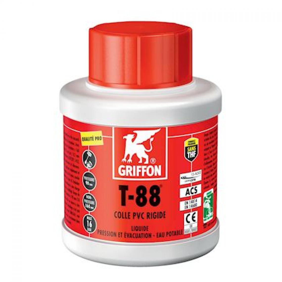 Griffon - colle pvc - griffon t-88 - liquide - bidon de 250 ml - griffon 6302439 - Mastic, silicone, joint