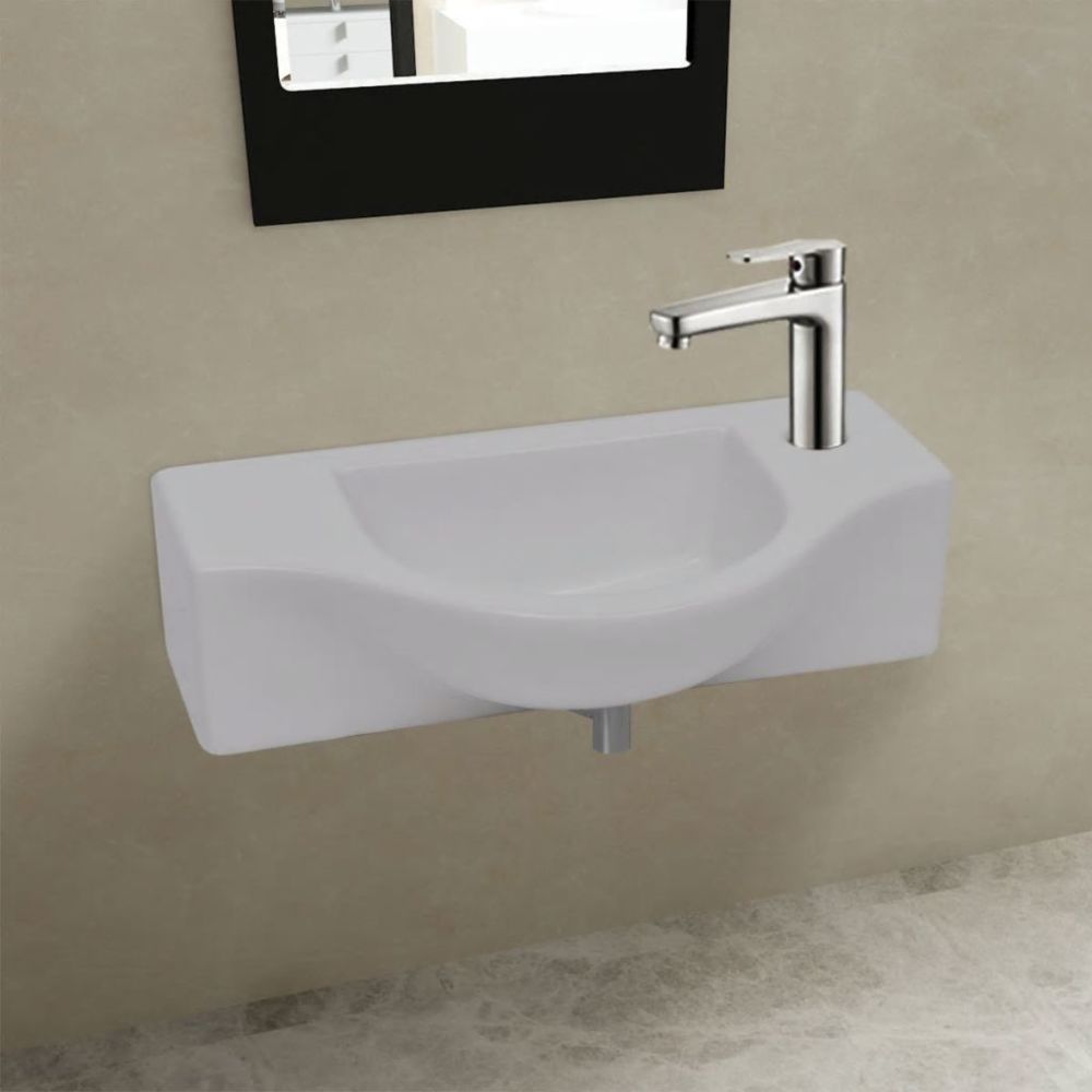 Vidaxl - Vasque à trou pour robinet céramique Blanc pour salle de bain | Blanc - Lavabo