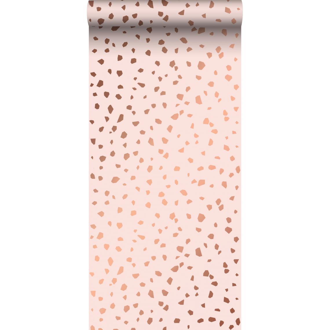 ESTAhome - ESTAhome papier peint imitation terrazzo rose clair et or rose - 139199 - 0.53 x 10.05 m - Papier peint