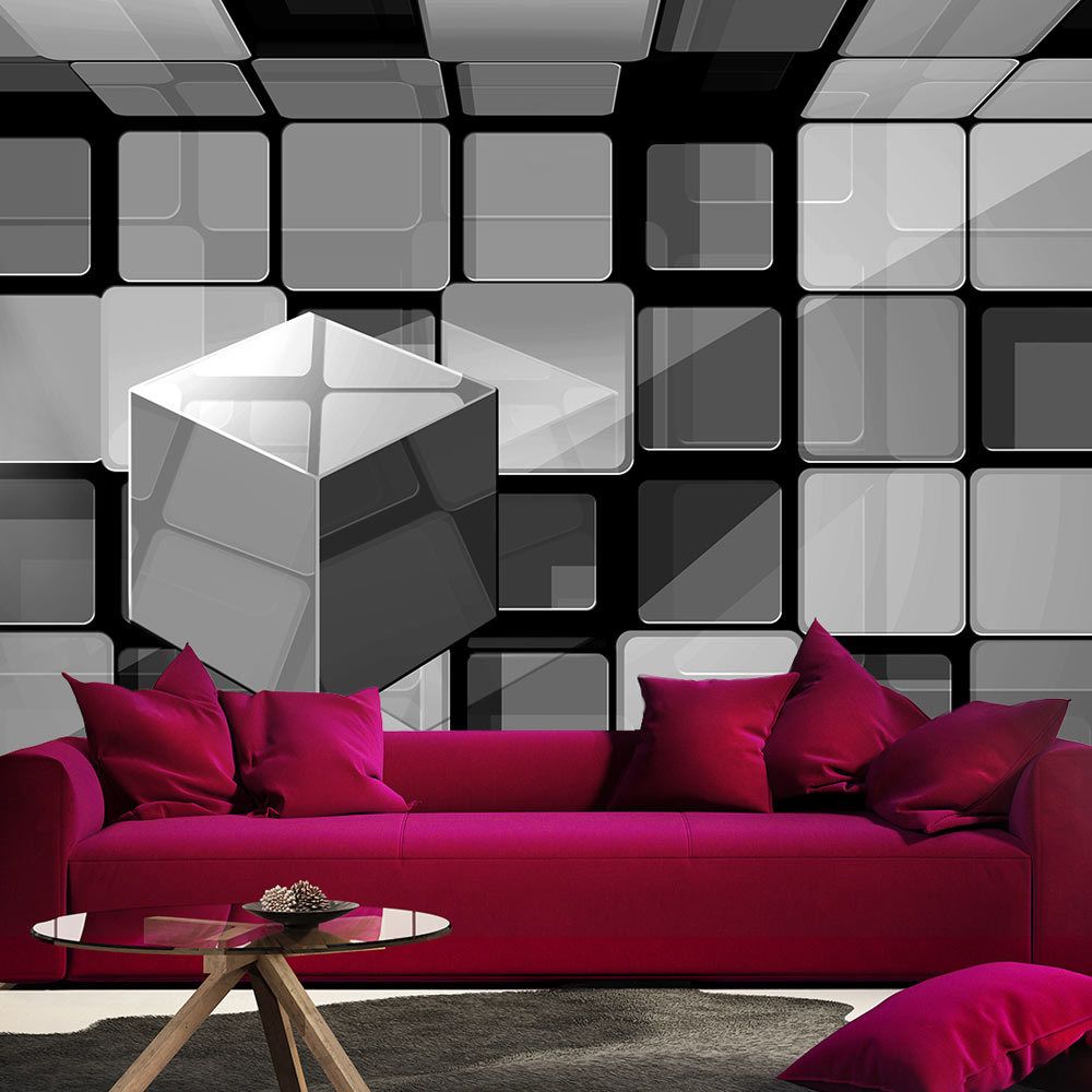 Bimago - Papier peint - Rubik's cube in gray - Décoration, image, art | 3D et Perspective | - Papier peint