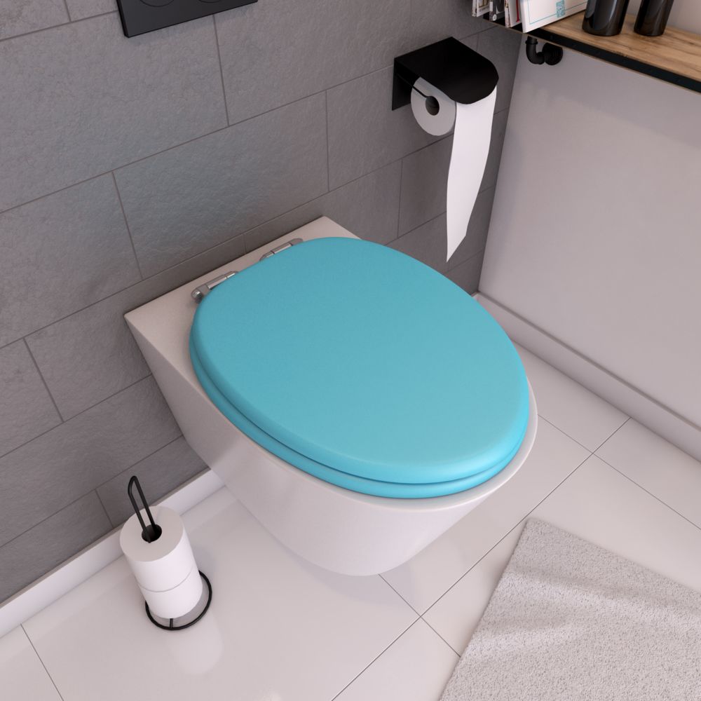 Galedo - Abattant WC - MDF et Double frein de chute - SOFT BLUE - Abattant WC