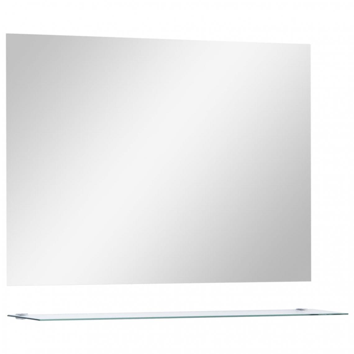 Icaverne - Icaverne - Miroirs selection Miroir mural avec étagère 80x60 cm Verre trempé - Miroir de salle de bain