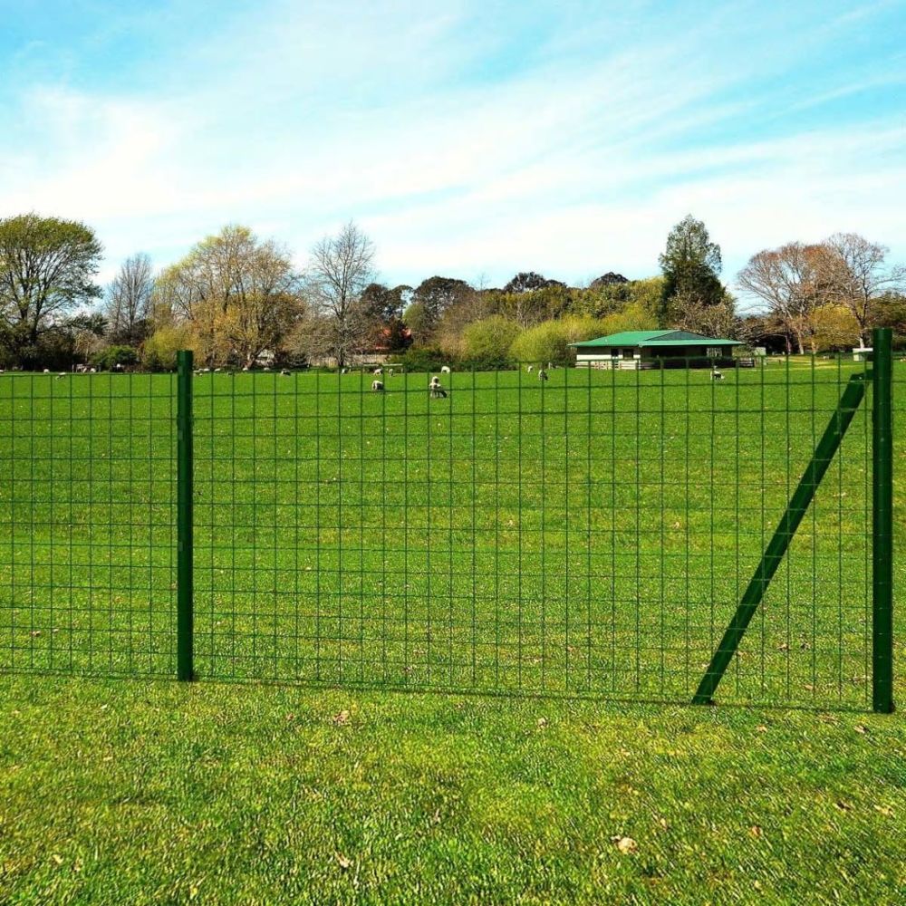 Vidaxl - Jeu de clôture avec des piquets de sol 25 x 1 m Acier Vert | Vert - Portillon