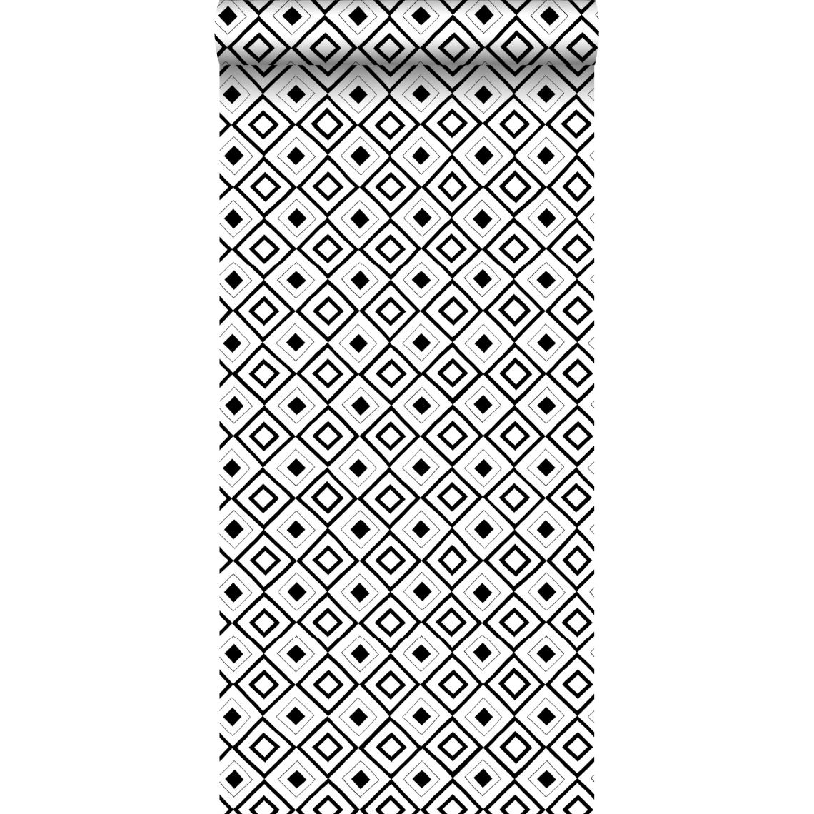 ESTAhome - ESTAhome papier peint à carreaux noir et blanc - 138863 - 0.53 x 10.05 m - Papier peint