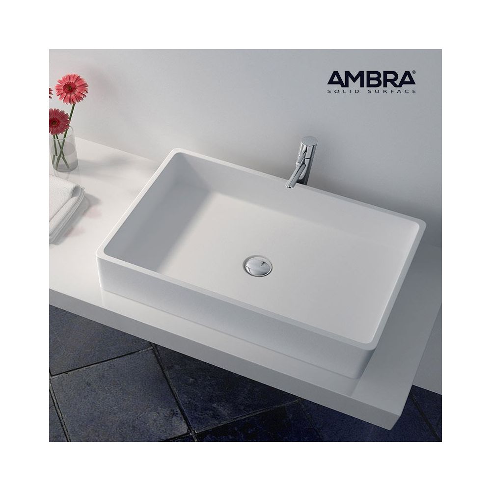 Ambra - Vasque double rectangulaire 80 cm en Solid surface - Malo - Vasque