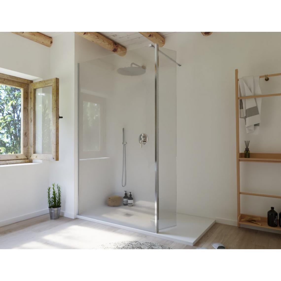 Sanycces - Paroi de douche fixe Single avec aile pivotante chromé - 80 cm - Cabine de douche