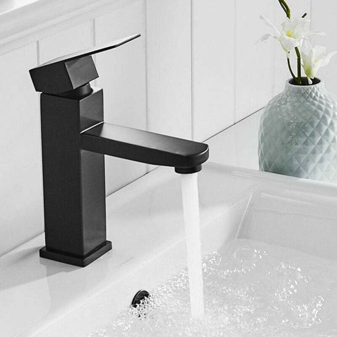 Bagnoclic - Mitigeur de bain pour lavabo carré noir mat - Robinet de lavabo
