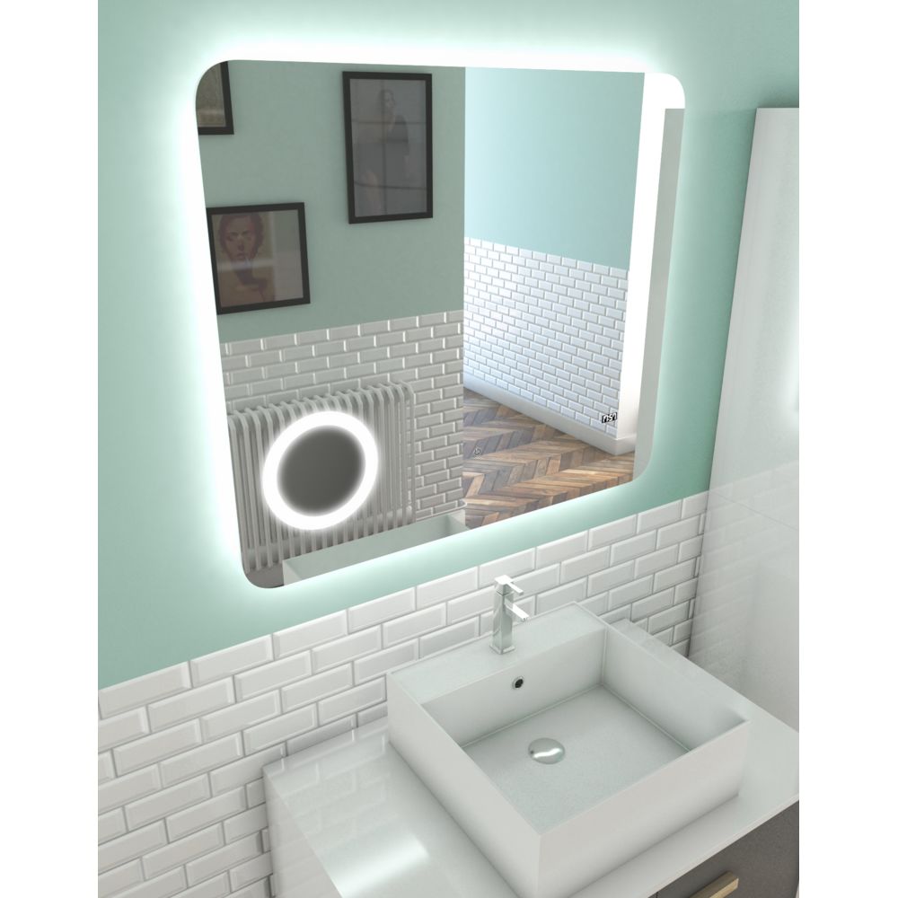 Aurlane - Miroir salle de bain LED auto-éclairant 80x70cm - ATMOSPHERE PLUS - Miroir de salle de bain