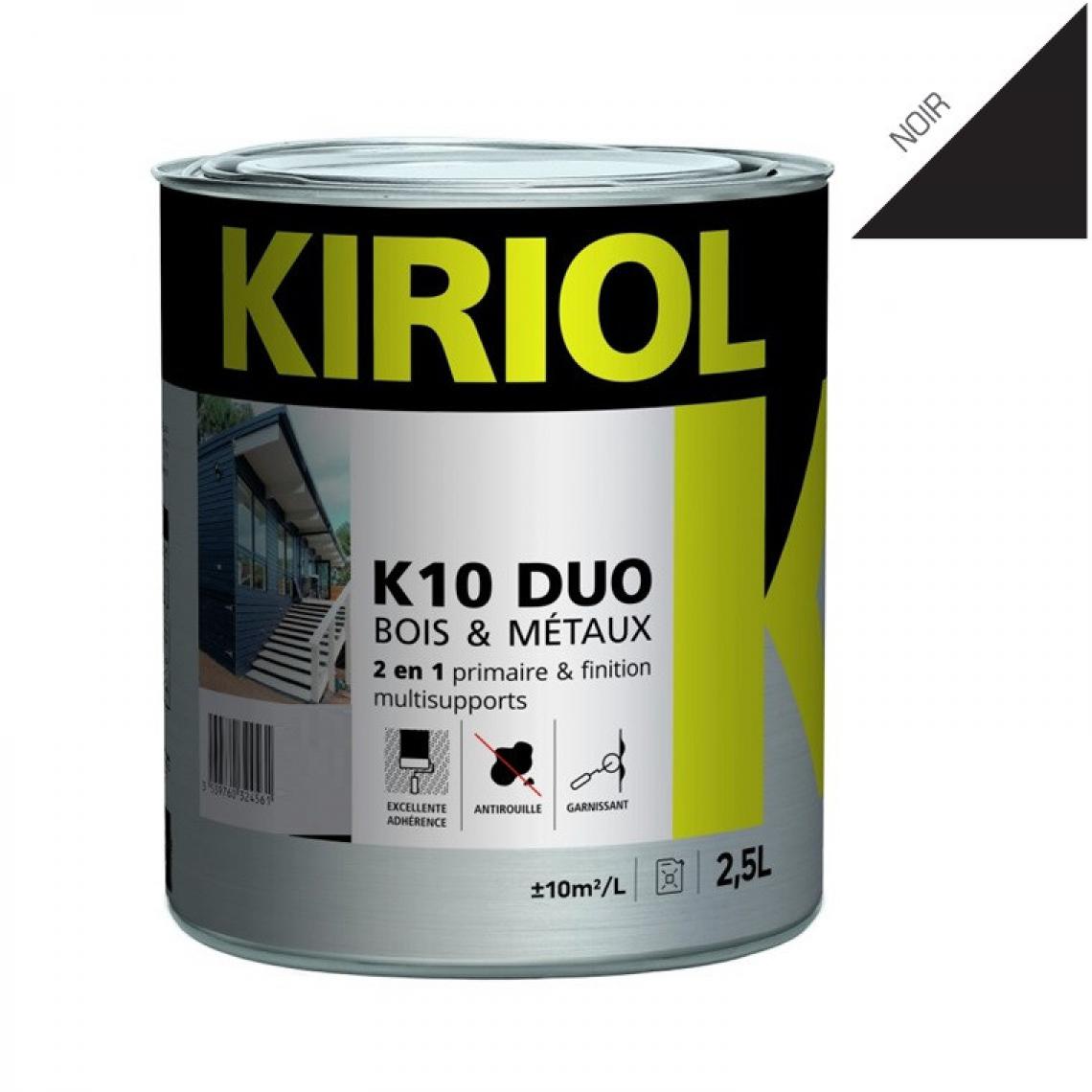 Sans Marque - K10 DUO NOIR SATIN 2,5L -Primaire/finition à base de résines alkydes-KIRIOL - Peinture intérieure