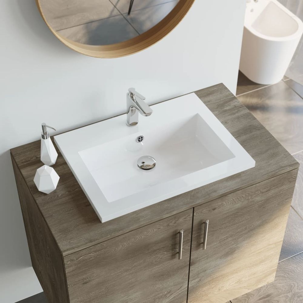 Vidaxl - Lavabo en granit 600 x 450 x 120 mm Blanc - Équipements sanitaires - Éviers et lavabos - Lavabos | Blanc | Blanc - Lavabo