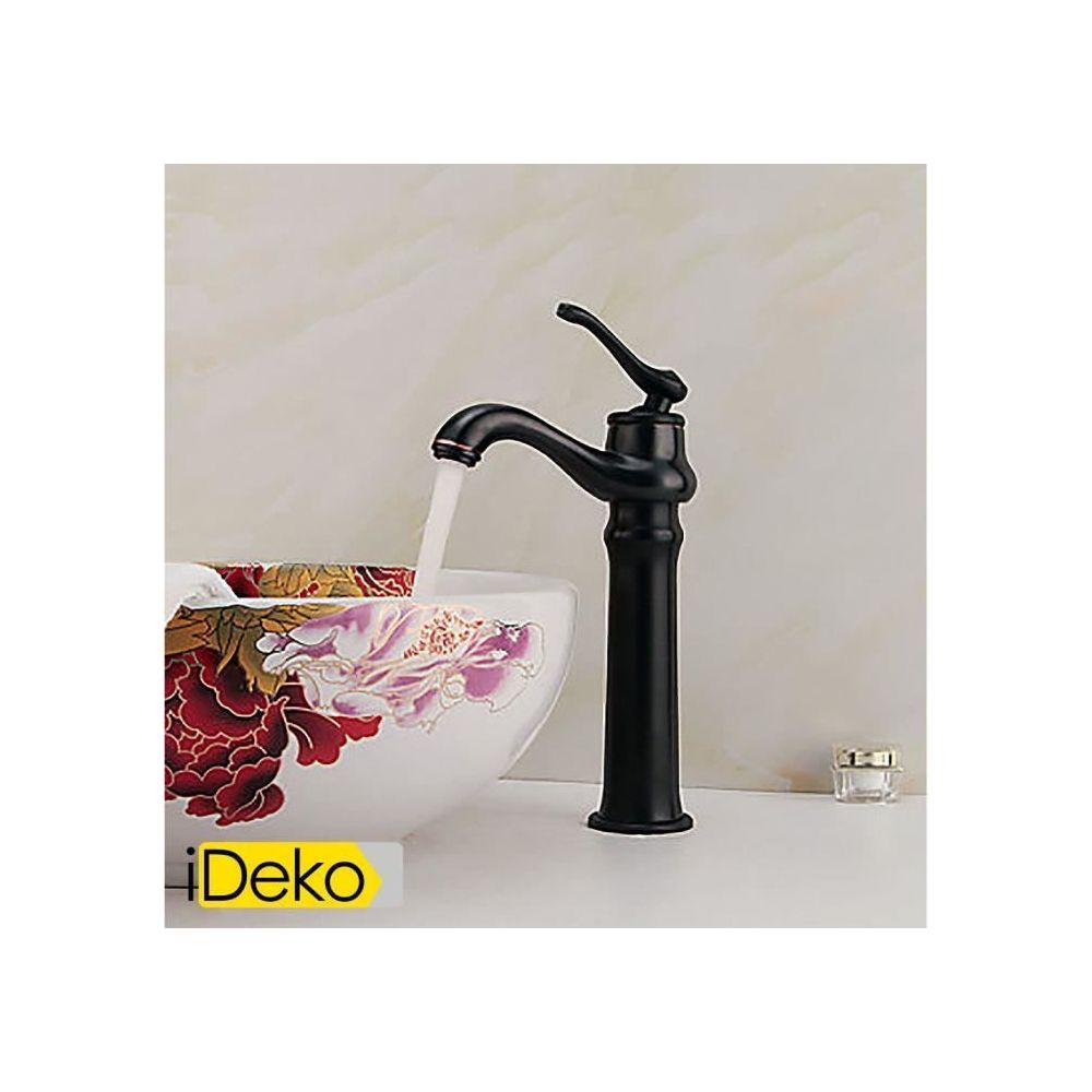 Ideko - iDeko® Robinet Mitigeur lavabo millésime bronze mitigeur laiton comptoir salle de bains robinet d'évier huilé - noir - Lavabo