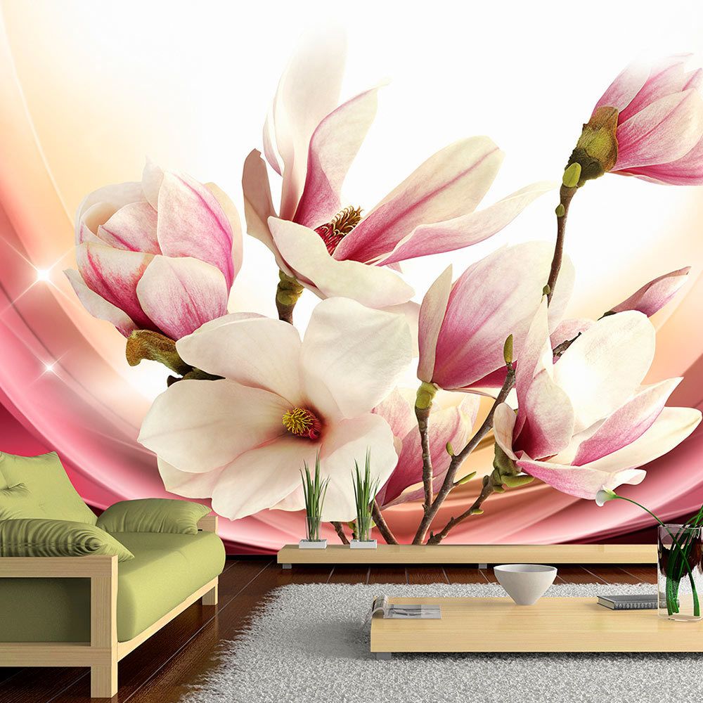 Bimago - Papier peint | Magnolia In Rays | 150x105 | Fleurs | Magnolias | - Papier peint