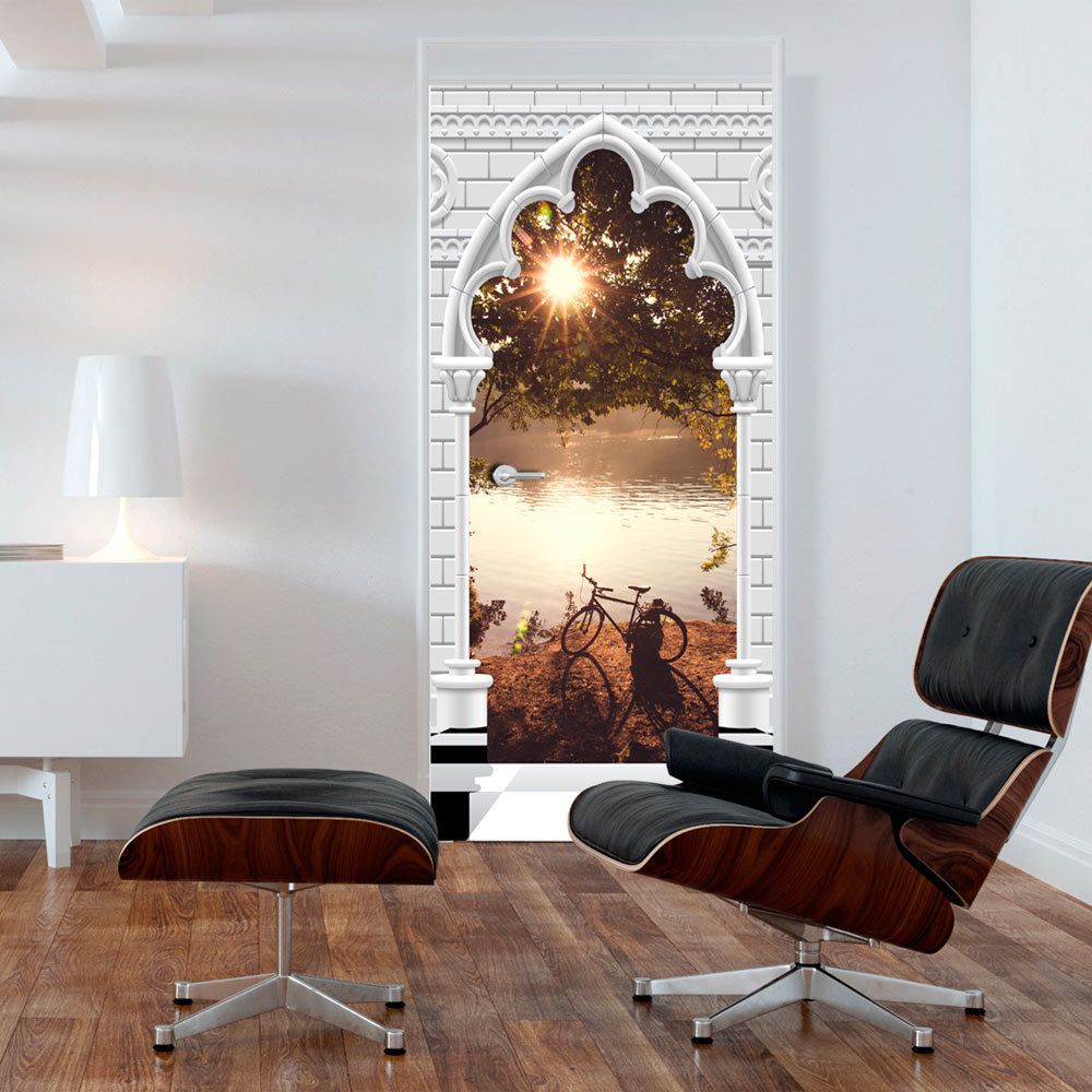 Bimago - Papier-peints pour porte | Photo wallpaper | 80x210 | Gothic arch and lake I | - Papier peint