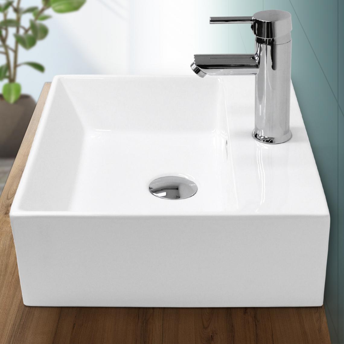 Ecd Germany - Lavabo vasque salle de bain en céramique suspendu / à poser angulaire 415x360mm - Lavabo