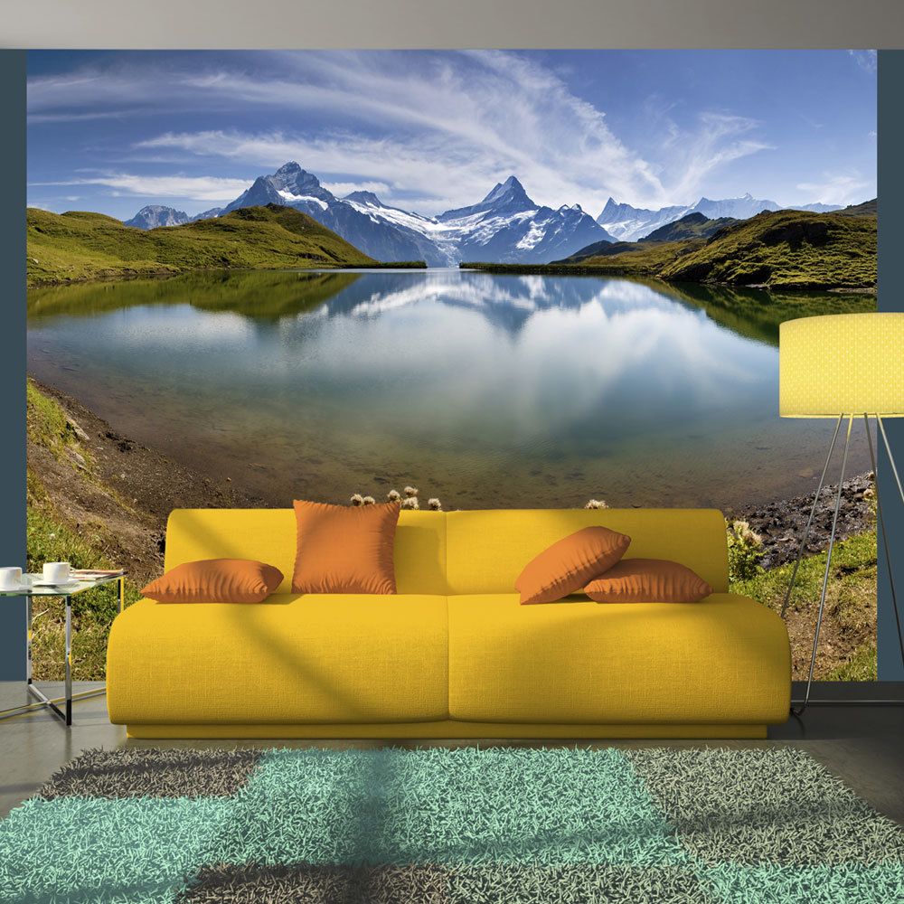 Bimago - Papier peint | Montagne se reflétant dans les eaux du lac, Suisse | 250x193 | Paysages | Montagnes | - Papier peint