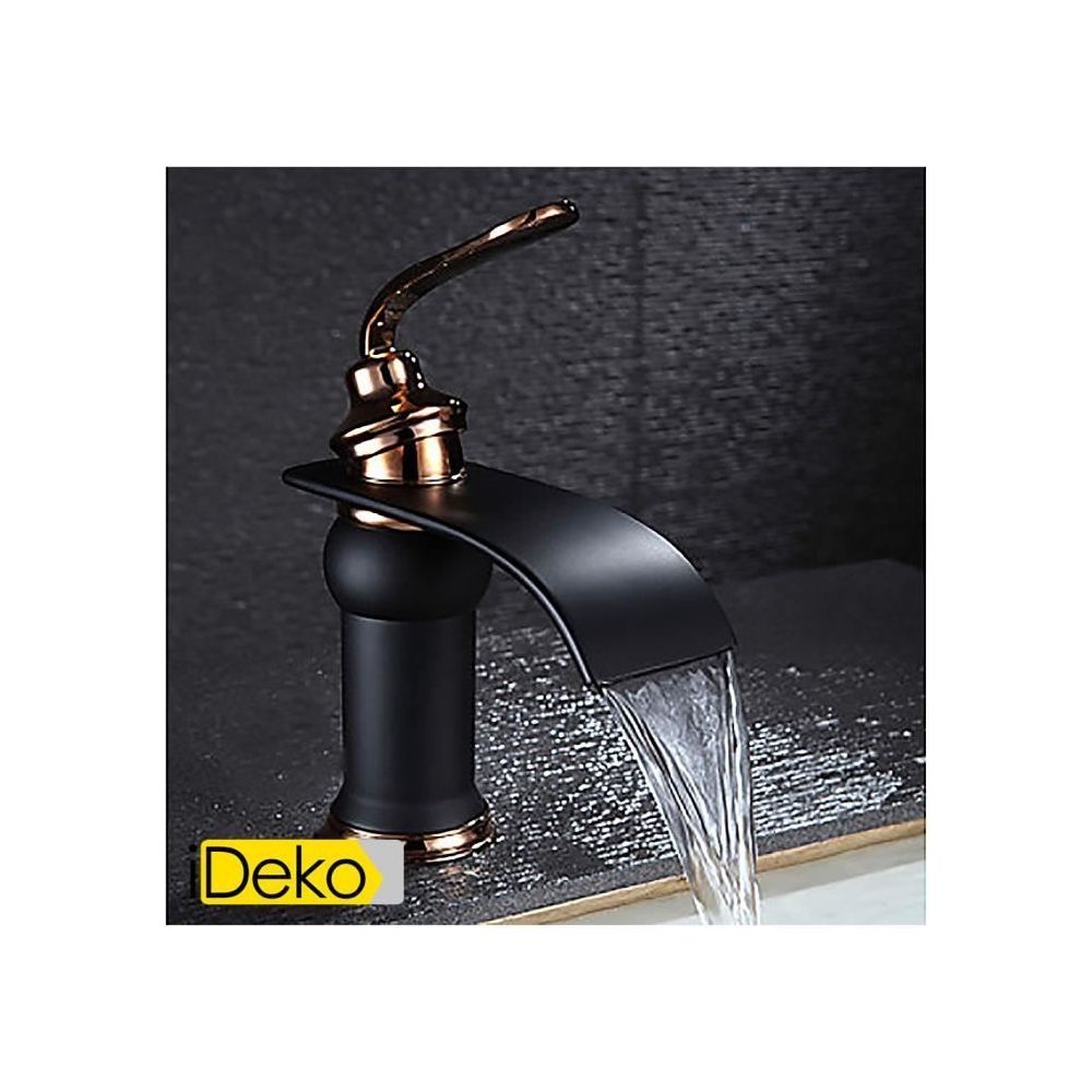 Ideko - iDeko® Robinet Mitigeur salle de bains robinet d'évier avec finition antique orbe robinet de verre cascade entraxe - Lavabo