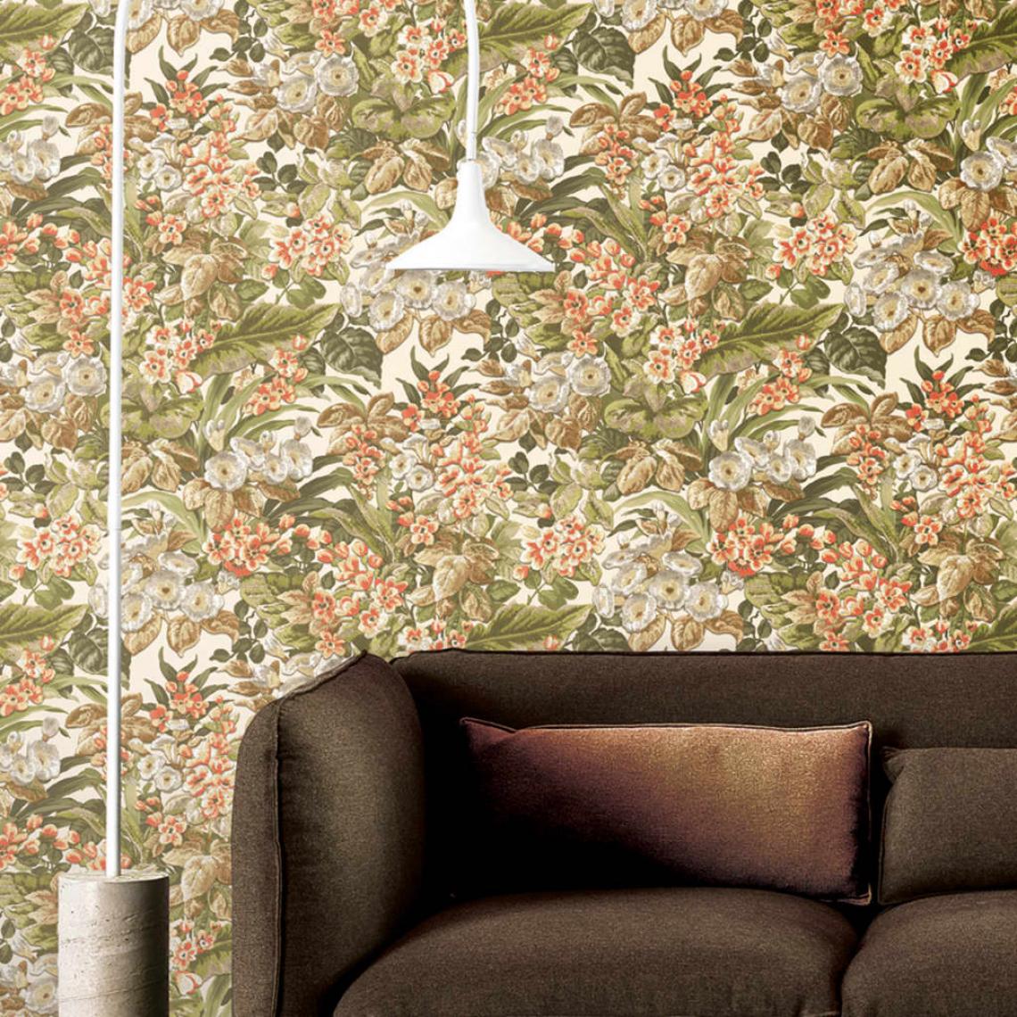Dutch Wallcoverings - DUTCH WALLCOVERINGS Papier peint floral Vert - Papier peint