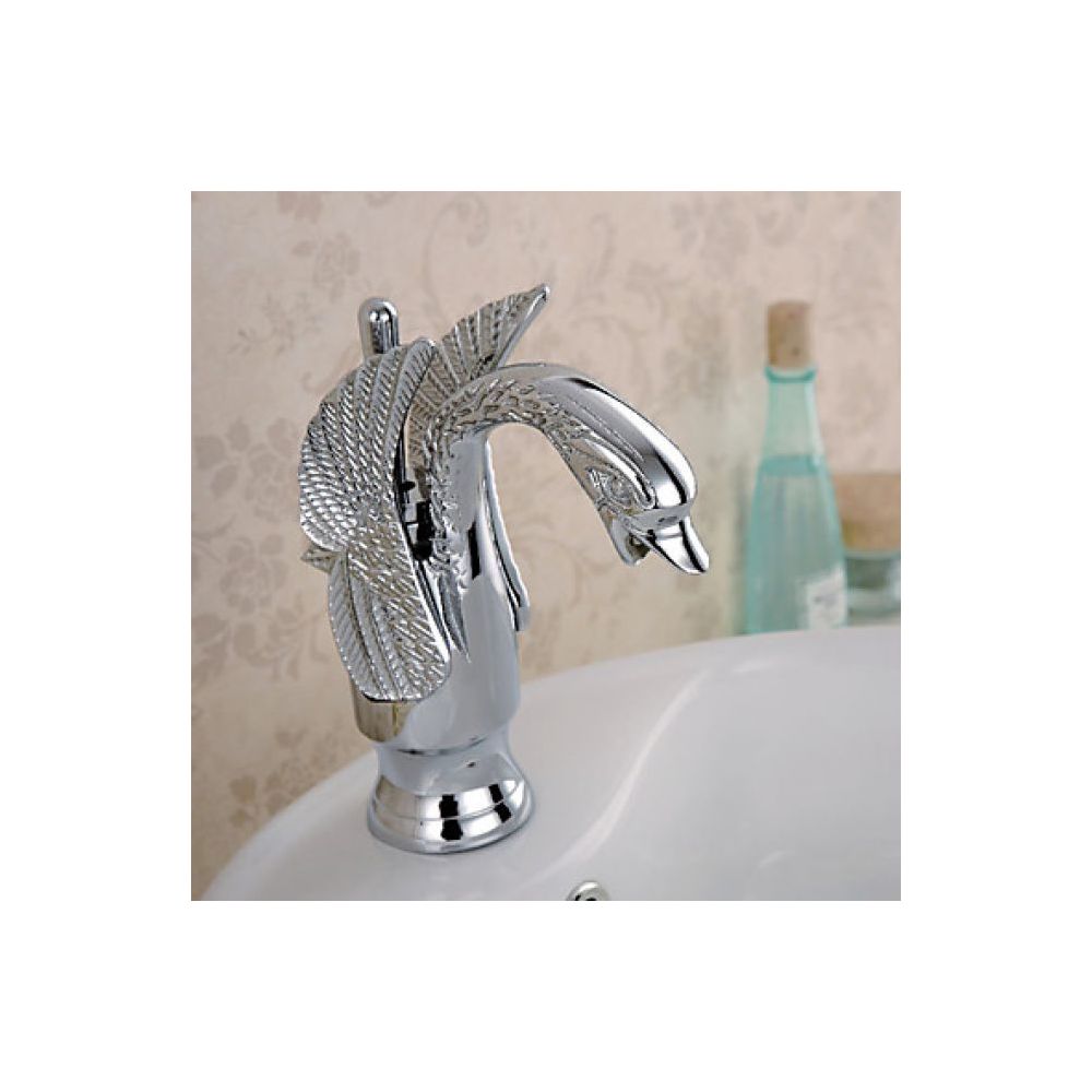 Lookshop - Robinet salle de bain à design élégant en forme de cygne et muni d'une seule poignée - Robinet de lavabo