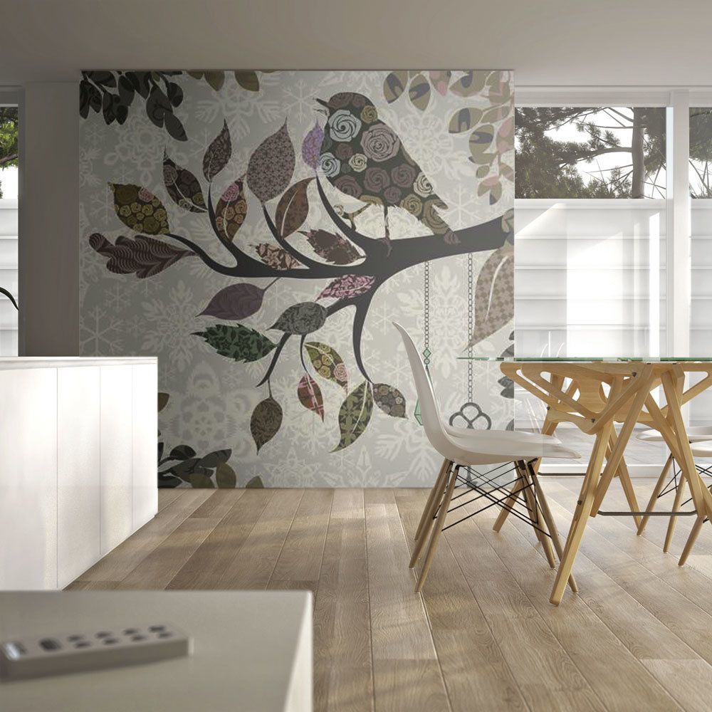 Artgeist - Papier peint - Oiseau sur branche (patchwork) 400x309 - Papier peint