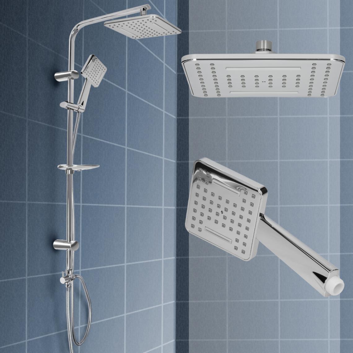 Ecd Germany - Système de douche à effet pluie chromé acier inoxydable durable kit à salle bain - Colonne de douche