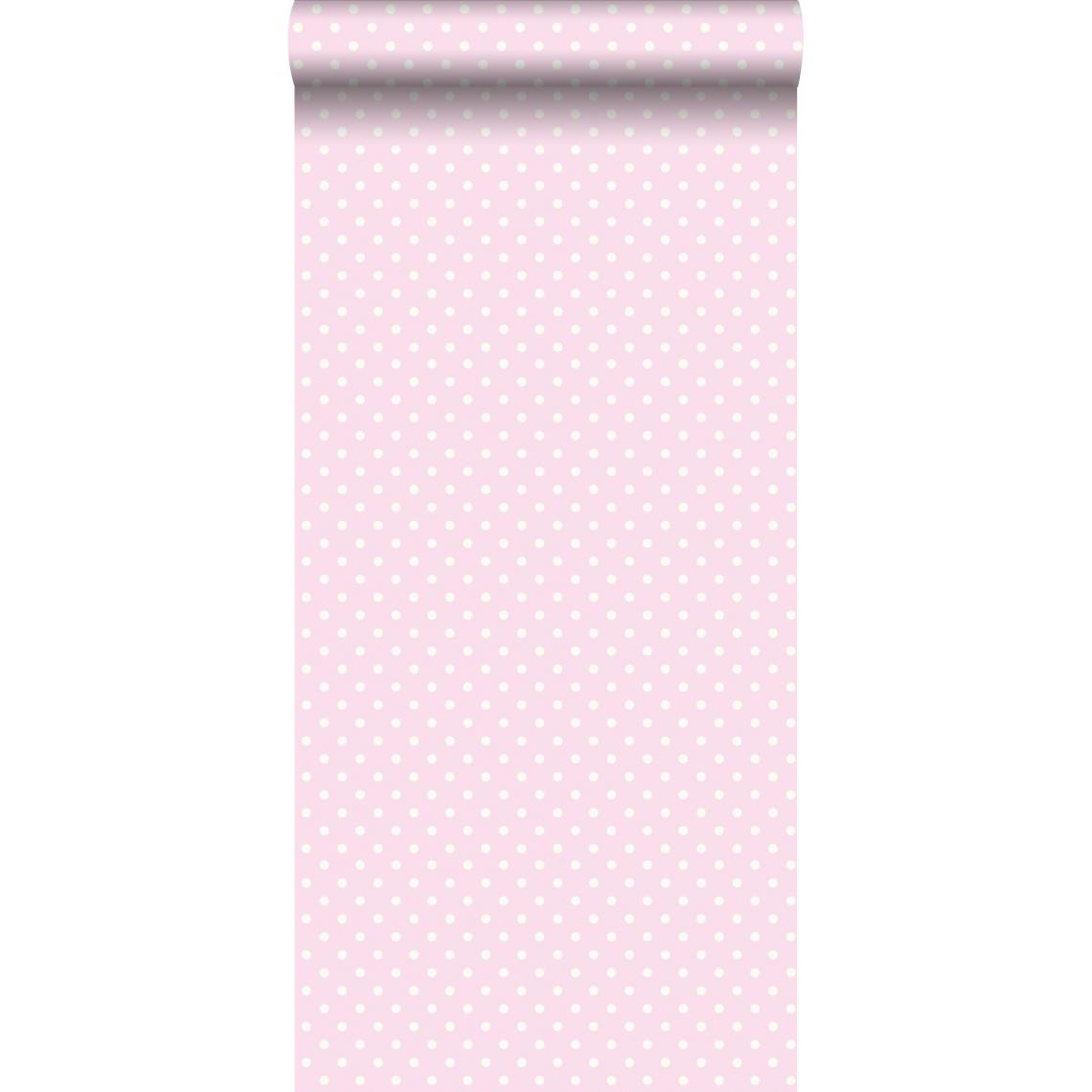 ESTAhome - ESTAhome papier peint à motif de petits points rose clair et blanc - 115846 - 53 cm x 10,05 m - Papier peint