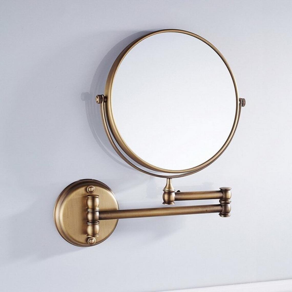 Universal - Miroir de salle de bains mural en laiton antique 8 pouces rond 3x agrandissement 360 degrés réglable miroir de maquillage(Or) - Miroir de salle de bain