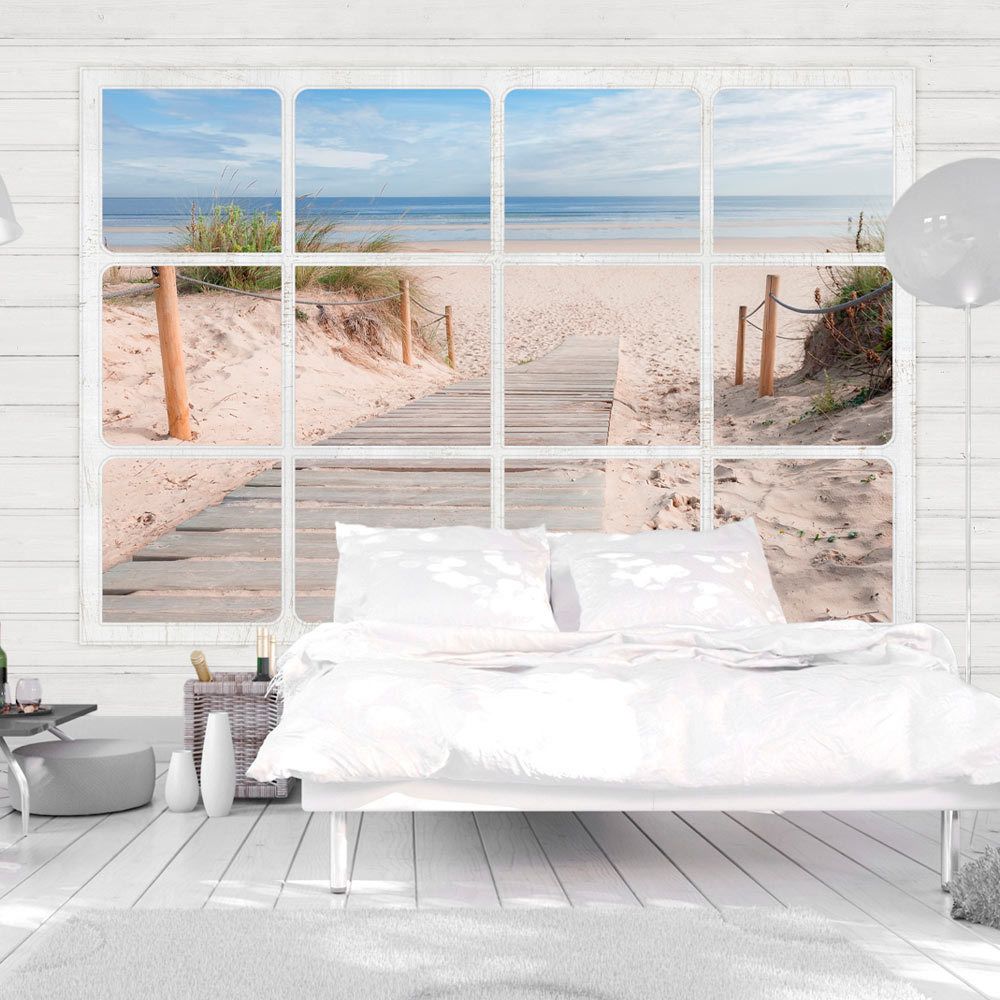 Artgeist - Papier peint - Window & beach 100x70 - Papier peint